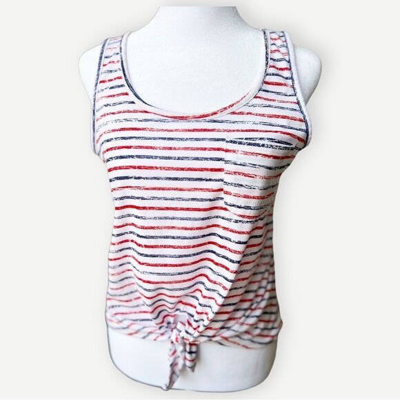 Rebellious One Sleeveless Striped Tie Front Lightweight Tank Top Shirt. Small. - Picture 3 of 9